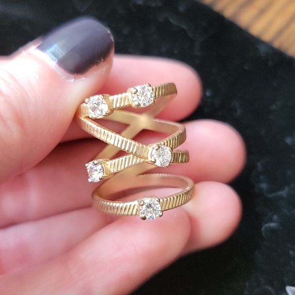 BCBG Gold/Crystal Stacked Ring-New! - Picture 6 of 9